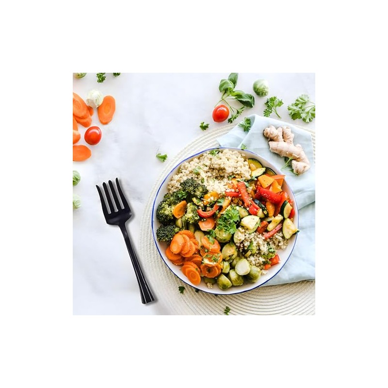 Plastic Salad Serving Fork - Black, 1 Pc