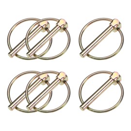 M METERXITY 6-Pack 1/4" Linch Pin with Ring, 1-21/32" Carbon Steel Lynch Pin Trailer Pins for Boat/Truck/Tractor/Trolley/Lawn Mower, Lock Clips Fastener Pin [6x42mm, Colored Zinc]