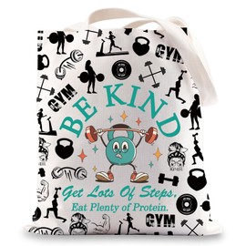 MYSOMY Gym Lover Tote Bag Fitness Gifts Be Kind Get Lots Of Steps Eat Plenty Of Protein Workout Instructions Tote Bag (Be Kind UK)