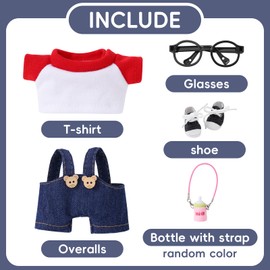 HAHIHIT 5-Piece Doll Clothes Set (No Doll), Fashion Doll Overalls and Accessories Compatible with Standard 6" Vinyl Figures(15-17cm)