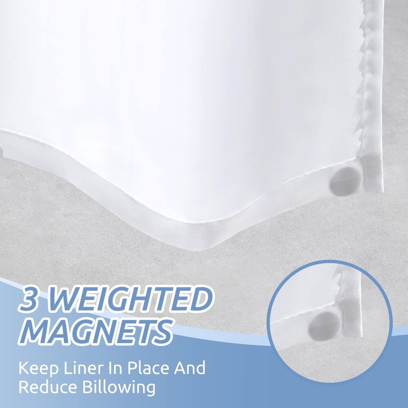 downluxe Waterproof Fabric Shower Curtain Liner - Soft Cloth Shower