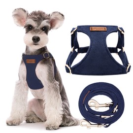 No Pull Dog Harness with Multifunction Dog Leash,Soft Adjustable No Choke Escape Proof Pet Harness Vest for Medium Dogs or Large Dogs,Navy,M