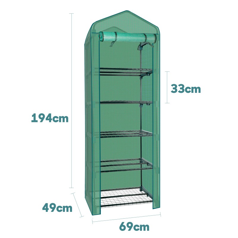 5 Tier PE Greenhouse Complete Set With PE Cover Green