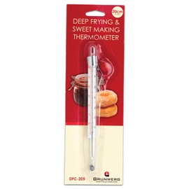 Grunwerg Deep Frying/Sweet Making Sugar Kitchen Thermometer, Glass and Stainless Steel, 20cm Length