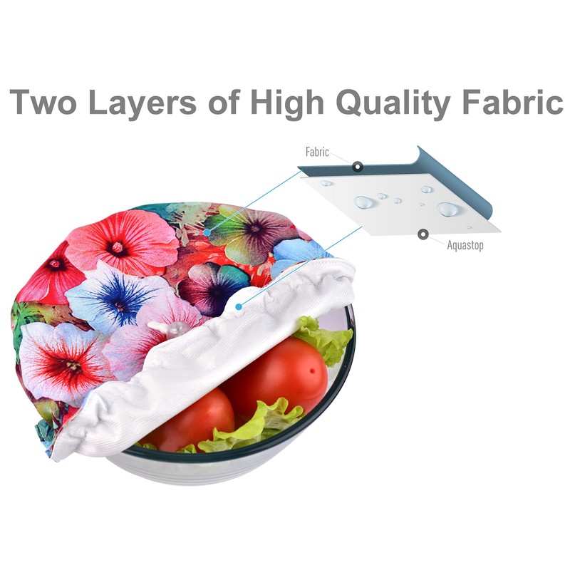 Handmade Reusable Cotton Fabric Bowl Covers - Two Layers of