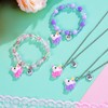 PinkSheep BFF Necklaces and Bracelet for 2, Butterfly Unicorn Princess