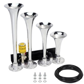 GAMPRO 4 Trumpets Air Horn with Electronic Valve 10FT PU Tube for Any 12V 24V Power Vehicle Trucks Car ATV SUV etc