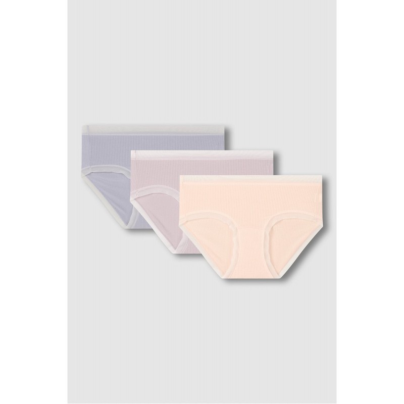 JAJU [JAJU] Women Modal Rib Hip Hugger Panties 3-Pack_Beige
