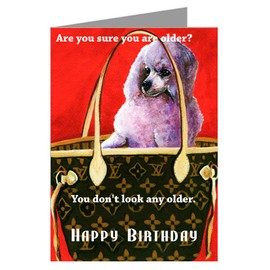 Twelve Notecards of Vintage Toy Poodle in a Hand Bag Painting Original Artwork By Philo Happy Birthday Boxed Set