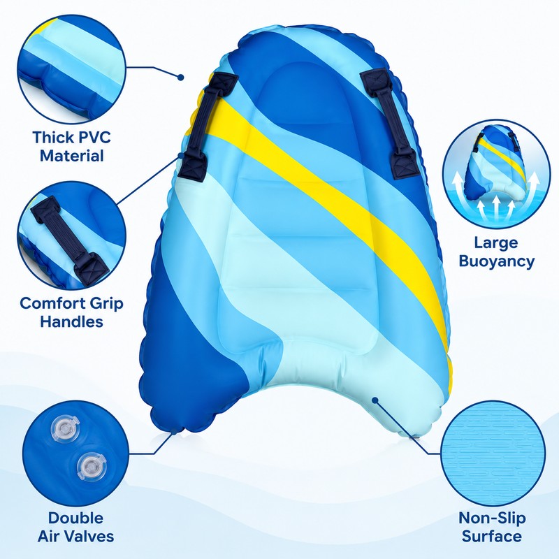 Inflatable Bodyboard for Kids’ Pool & Beach Play – Lightweight