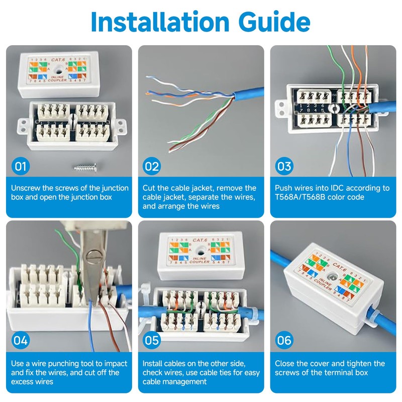 UIHRLM 2 Pack RJ45 Cat6 Junction Box, High-Speed LAN/Powerline Punch