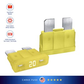 CARAX Glow Fuse – Premium Fuse Standard Regular Blade ATC/ATO/ATS – Assortment – Glow When Blown LED Automotive Fuse – Smart Auto Glow Fuse Easy Identification (20A - 1pcs - Standard Blade Glow Fuse)