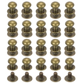 PATIKIL 8 mm Leather Rivets, 20 Sets Ball Head Stud Screw Back Round Head Button Chicago Screw Nipple Stud Rivet for Leather DIY Craft Handbag Belt Repairs, Bronze