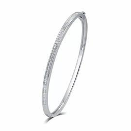 Unique Design Valentine Gift Diamond Accent 3 Piece Stackable Fashion Bangle Set For Womens