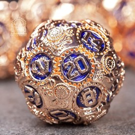 Sage's Portal Artificer's Core Metal DND Dice 7 Piece Polyhedral Dice Set for DND TTRPG Dungeons and Dragons Pathfinder (Cobalt Essence)