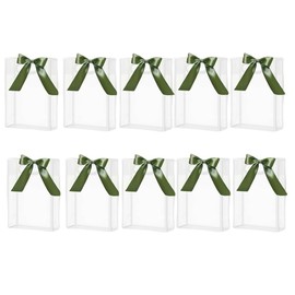XZJMY Gift Bag with Ribbon,Clear PVC Gift Bags with Handles,Reusable Plastic Wrap Tote Bags, Wedding Gift Bags,Candy Goodie Bags for Wedding School Birthday Party Supplies (White, M)