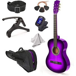 30" Left Handed Wood Guitar with Case and Accessories for Kids/Girls/Boys/Teens/Beginners (Purple Gradient)