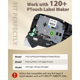 12mm 0.47 Laminated Multicolor TZ Tape Compatible with Brother P Touch Label Tape 1/2" TZe-231 131 431 531 631 731 for PTouch H110 D210 D220 202 D400 H103W, Black on Clear/White/Red/Blue/Yellow/Green