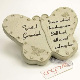 Angraves Special Grandad Diamante Butterfly Graveside Grave Memorial Plaque Ornament