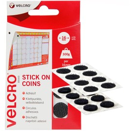 VELCRO Brand 16pk Black Stick On Coins, 16mm