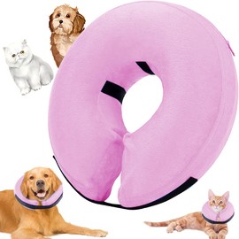 DAQI Collar de Recuperación para Perro, Inflable Cómodo Cono Protector Suave para Perros o Gatos, Cono Isabelino, la Cirugía Evitar Mordida y Arañazo, Recuperación Post Cirugía, L