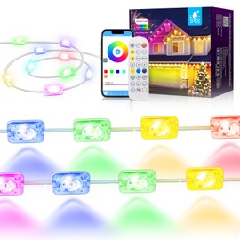 Llamau 50FT Permanent Outdoor Lights - IP65 Waterproof RGB Eaves Lights with Smart App/Remote Control,for Christmas, All Holiday Party, Daily and Accent Lighting, House Roof and Garden Decoration