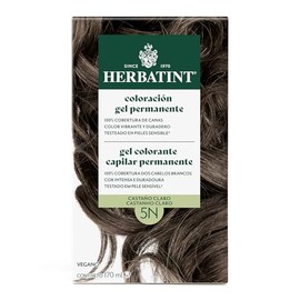 HERBATINT, Coloración Permanente para Cabello en Gel - color CASTAÑO CLARO 5N - 170 ml - Sin Amoníaco - 100% Cobertura de Canas - para Pieles Sensible