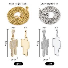 LSYYSL 2 Pieces Of Creative Pendant Necklaces, Rhinestone Necklaces, Stainless Steel Necklaces, Hip-Hop Jewelry, Clothing Accessories