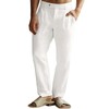 Runcati Mens Casual Linen Pants Pleated Elastic Waist Lightweight Cotton
