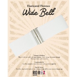 Ro Rox Florence Vintage Belt | Elasticated Belt For Women | Retro Wide Belt | Nurse 50's Style Belt | Belt With Stretch | Ladies Belts For Dresses With Silver Buckle, White, S