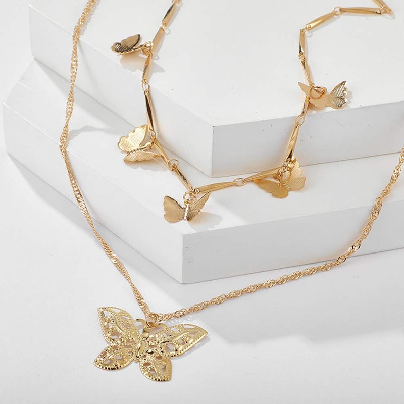 fxmimior - Collar de mariposa para mujer con capa fina