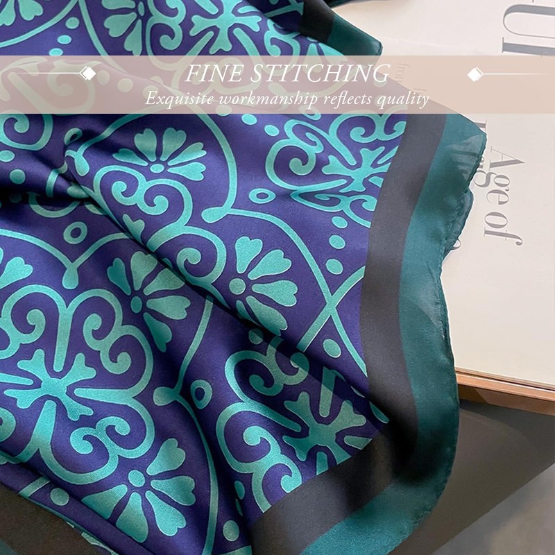 LumiSyne Silk Scarf Women's Paisley Print Geometric Pattern Vintage Artistic