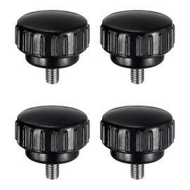 uxcell 4pcs Knurled Clamping Knobs M5 x 8mm Metric 304 Stainless Steel Male Thread Thumb Screw on Type 25mm Plastic Round Head Threaded Hand Bolt Stud Knobs Black