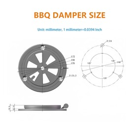 BBQ Smoker Air Vent, Stainless Steel Grill Damper for Adjusting Airflow, Replacement Smoker Parts for Grill Vents, Stove and BBQ Smoker