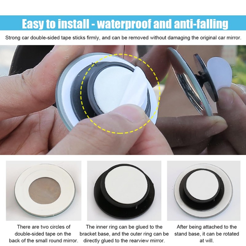 Rectangle Blind Spot Car Mirror - 2" Frameless HD Glass