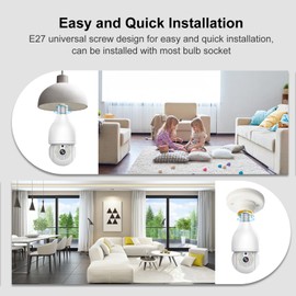 Dosilkc Light Bulb Security Camera, 2K 2.4GHz/5GHz WiFi Lightbulb Cameras for Home Security, E27 Light Socket Easy Installation Indoor Pet Camera with Human Motion Detection, Color Night Vision