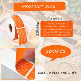 500 Count Cottage Food Law Labels Stickers Made in a Home Kitchen 2x1 Inch Inspection Statement Thermal Printed Labels for Home Kitchen