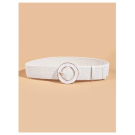 GORGLITTER Women's Stretch Belt Woven Belt Raffia Waist Belt Boho Belts White suit waist size:33.5-37.4"