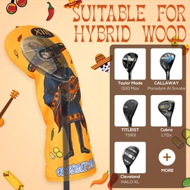 LZFAN Golf Club Head Cover Golf Head Cover Driver Headcover Hybrid Wood Headcover Club Head Cover（Guitar Ghost）