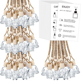 DaisyInner 100 Sets Hanging Car Air Freshener Diffuser Bottles Bulk Empty Glass Perfume Bottles with Car Diffuser Instructions Business Cards for Empty Car Essential Oil Diffuser Bottles (Skull)