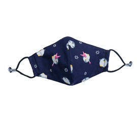 LOFBAZ Cloth Face Coverings Washable Adjustable with Nose Wire Filter Pocket Print(Penguins Navy Kids, Small Kids - 4 to 8 Years)