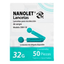 Lancetas Nanolet Para Glucometro Gmate 50 Pzs
