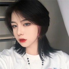 Wolf Cut Wig, Short Hair, Women's Wig, Short Full Wig, Harajuku Cosplay, Full Wig, Handsome, Natural, Fashion, Unisex (Black)