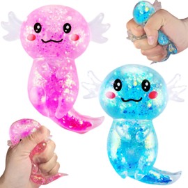 2 Pack Squishy Axolotl Sugar Stress Balls Squeeze Fidget Toys for Girls and Boys, Cute Anxiety Relief Salamander Toys Squishy Stress Balls for Kids and Adults, Birthday