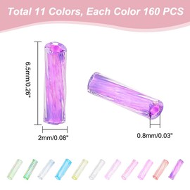 PH PandaHall 1760pcs 11 Colors Glass Twist Bugle Beads, 6x2mm Twisted Tube Beads, Transparent Loose Spacer Beads, Spiral Beads for Bracelet Necklace Jewelry Making Embroidery DIY Craft