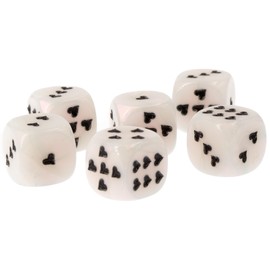 WeLoveDice - Dice White with Black Hearts - Made in Germany - Pack of 6