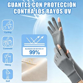 EYNSHOO 2 Pares de Guantes para Sol de Seda Helada, Negro + Gris