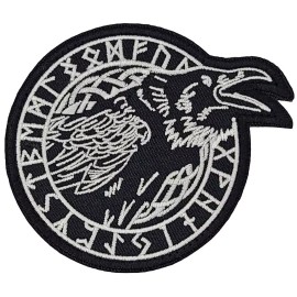 Odin's Ravens Viking Odin God Raven Embroidered Patch |2PC HOOK BACKING   3.5"