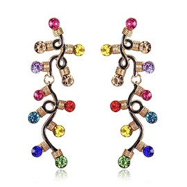 Clearine Christmas Earrings Lights Curved Drop Earrings Holiday Xmas Jewellery Gift for Her