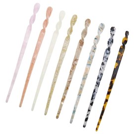 LALOCAPEYO 8 Pieces Acetate Hair Sticks Leopard Print Hair Pins, Tortoise Shell Hairpin Vintage Hair Chopsticks Retro Hairpins Disk, Hair Accessories for Women Girls (Classic)